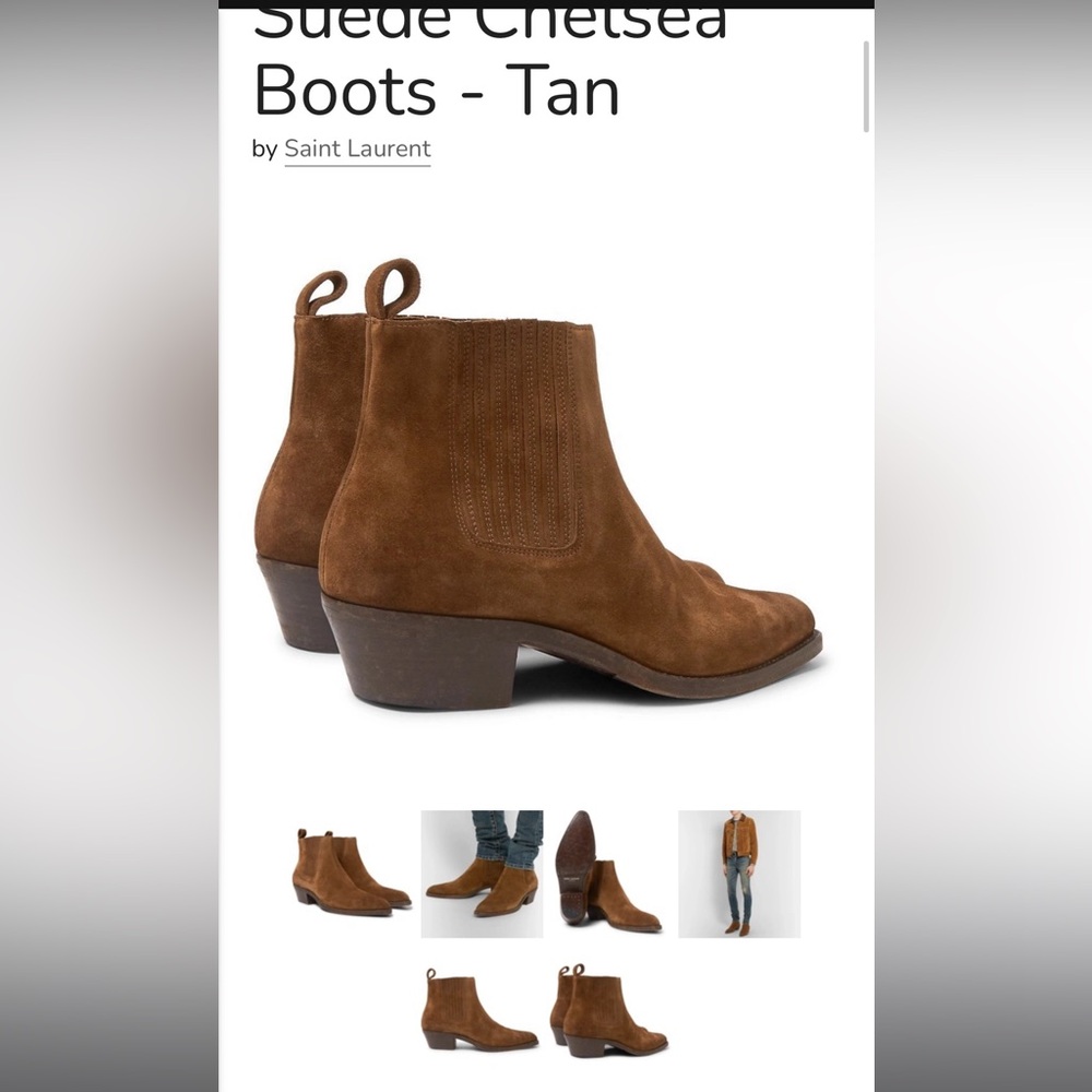 Saint Laurent chestnut suede Dakota Chelsea Boots size 39 (US 6) - Picture 8 of 9